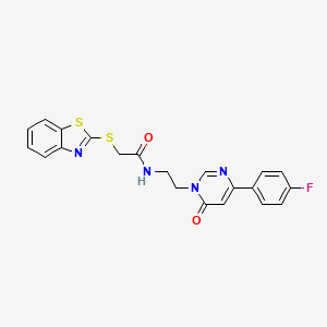molecular formula C21H17FN4O2S2 B2670114 2-(苯并[d]噻唑-2-基硫基)-N-(2-(4-(4-氟苯基)-6-氧代嘧啶-1(6H)-基)乙基)乙酰胺 CAS No. 1351616-63-1