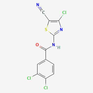 molecular formula C11H4Cl3N3OS B2670125 3,4-dichloro-N-(4-chloro-5-cyano-1,3-thiazol-2-yl)benzamide CAS No. 866154-04-3