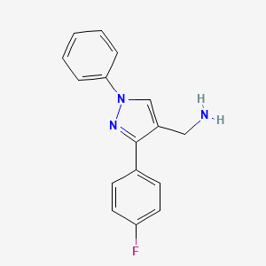 molecular formula C16H14FN3 B2670128 [3-(4-Fluorophenyl)-1-phenylpyrazol-4-yl]methanamine CAS No. 873312-95-9