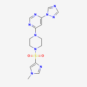 molecular formula C14H17N9O2S B2670135 4-(4-((1-methyl-1H-imidazol-4-yl)sulfonyl)piperazin-1-yl)-6-(1H-1,2,4-triazol-1-yl)pyrimidine CAS No. 1788678-80-7