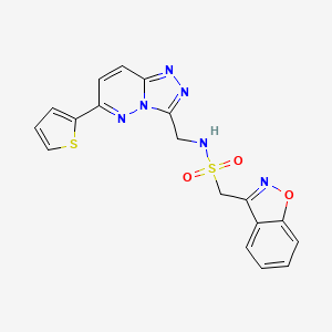 molecular formula C18H14N6O3S2 B2670141 1-(benzo[d]isoxazol-3-yl)-N-((6-(thiophen-2-yl)-[1,2,4]triazolo[4,3-b]pyridazin-3-yl)methyl)methanesulfonamide CAS No. 1903152-03-3