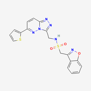 molecular formula C18H14N6O3S2 B2670141 1-(苯并[d]异噁唑-3-基)-N-((6-(噻吩-2-基)-[1,2,4]三唑并[4,3-b]吡啶-3-基)甲基)甲磺酰胺 CAS No. 1903152-03-3