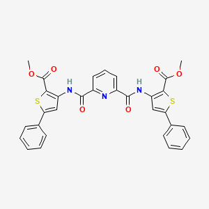 molecular formula C31H23N3O6S2 B2670143 Methyl 3-[[6-[(2-methoxycarbonyl-5-phenylthiophen-3-yl)carbamoyl]pyridine-2-carbonyl]amino]-5-phenylthiophene-2-carboxylate CAS No. 477486-78-5