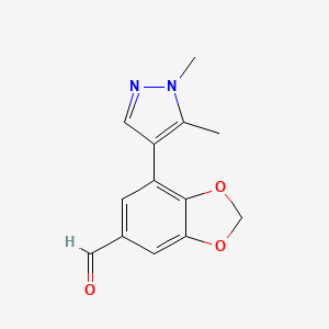 molecular formula C13H12N2O3 B2670149 7-(1,5-Dimethylpyrazol-4-yl)-1,3-benzodioxole-5-carbaldehyde CAS No. 2241138-32-7