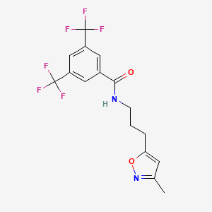 molecular formula C16H14F6N2O2 B2670153 N-(3-(3-methylisoxazol-5-yl)propyl)-3,5-bis(trifluoromethyl)benzamide CAS No. 2034332-96-0