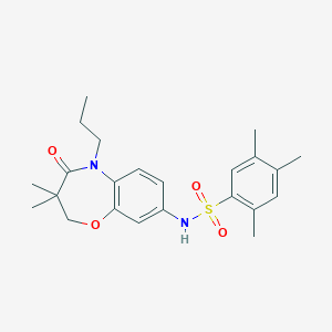 molecular formula C23H30N2O4S B2670156 N-(3,3-dimethyl-4-oxo-5-propyl-2,3,4,5-tetrahydrobenzo[b][1,4]oxazepin-8-yl)-2,4,5-trimethylbenzenesulfonamide CAS No. 922049-79-4