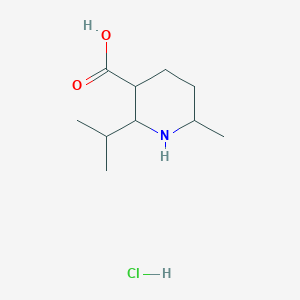 molecular formula C10H20ClNO2 B2670162 6-Methyl-2-(propan-2-yl)piperidine-3-carboxylic acid hydrochloride CAS No. 1909308-38-8