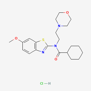 molecular formula C21H30ClN3O3S B2670166 N-(6-methoxybenzo[d]thiazol-2-yl)-N-(2-morpholinoethyl)cyclohexanecarboxamide hydrochloride CAS No. 1216861-64-1