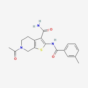 molecular formula C18H19N3O3S B2670176 6-Acetyl-2-(3-methylbenzamido)-4,5,6,7-tetrahydrothieno[2,3-c]pyridine-3-carboxamide CAS No. 864927-43-5