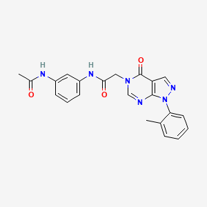 molecular formula C22H20N6O3 B2670178 N-(3-acetamidophenyl)-2-[1-(2-methylphenyl)-4-oxopyrazolo[3,4-d]pyrimidin-5-yl]acetamide CAS No. 895011-00-4