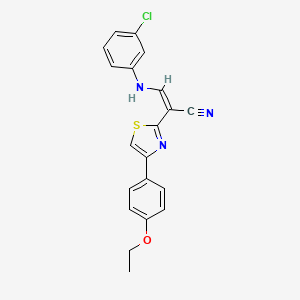 molecular formula C20H16ClN3OS B2670187 (Z)-3-((3-chlorophenyl)amino)-2-(4-(4-ethoxyphenyl)thiazol-2-yl)acrylonitrile CAS No. 476676-29-6