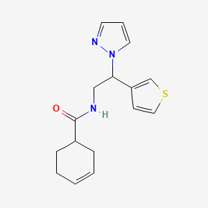 molecular formula C16H19N3OS B2670190 N-(2-(1H-pyrazol-1-yl)-2-(thiophen-3-yl)ethyl)cyclohex-3-enecarboxamide CAS No. 2034493-82-6