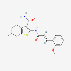 molecular formula C20H22N2O3S B2670191 (E)-2-(3-(2-methoxyphenyl)acrylamido)-6-methyl-4,5,6,7-tetrahydrobenzo[b]thiophene-3-carboxamide CAS No. 685850-54-8