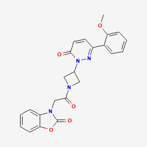 molecular formula C23H20N4O5 B2670192 3-[2-[3-[3-(2-Methoxyphenyl)-6-oxopyridazin-1-yl]azetidin-1-yl]-2-oxoethyl]-1,3-benzoxazol-2-one CAS No. 2380178-52-7