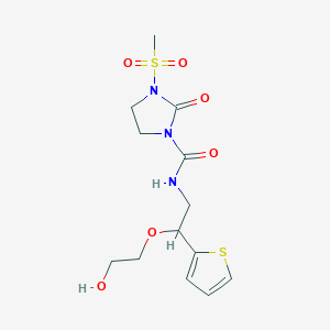 molecular formula C13H19N3O6S2 B2670200 N-(2-(2-hydroxyethoxy)-2-(thiophen-2-yl)ethyl)-3-(methylsulfonyl)-2-oxoimidazolidine-1-carboxamide CAS No. 2034615-33-1
