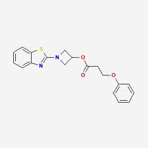 molecular formula C19H18N2O3S B2670202 1-(Benzo[d]thiazol-2-yl)azetidin-3-yl 3-phenoxypropanoate CAS No. 1421531-20-5