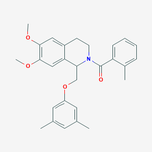 molecular formula C28H31NO4 B2670204 (1-((3,5-dimethylphenoxy)methyl)-6,7-dimethoxy-3,4-dihydroisoquinolin-2(1H)-yl)(o-tolyl)methanone CAS No. 680605-40-7