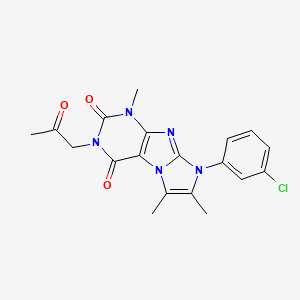 molecular formula C19H18ClN5O3 B2670208 8-(3-chlorophenyl)-1,6,7-trimethyl-3-(2-oxopropyl)-1H-imidazo[2,1-f]purine-2,4(3H,8H)-dione CAS No. 876670-69-8