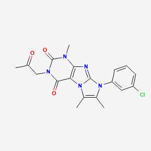 molecular formula C19H18ClN5O3 B2670208 8-(3-氯苯基)-1,6,7-三甲基-3-(2-氧代丙基)-1H-咪唑并[2,1-f]嘧啶-2,4(3H,8H)-二酮 CAS No. 876670-69-8