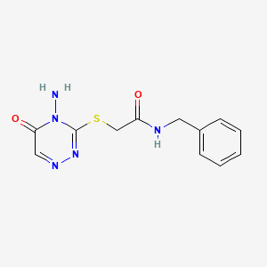 molecular formula C12H13N5O2S B2670241 2-[(4-amino-5-oxo-1,2,4-triazin-3-yl)sulfanyl]-N-benzylacetamide CAS No. 869068-51-9