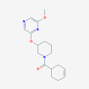 molecular formula C17H23N3O3 B2670242 环己-3-烯-1-基(3-((6-甲氧基吡嗪-2-基)氧基哌啶-1-基)甲酮 CAS No. 2034437-82-4
