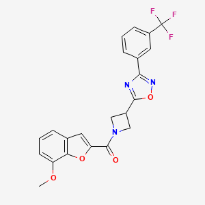 molecular formula C22H16F3N3O4 B2670261 (7-甲氧基苯并呋喃-2-基)(3-(3-(3-(三氟甲基)苯基)-1,2,4-噁二唑-5-基)氮杂环丁烷-1-基)甲酮 CAS No. 1351591-26-8