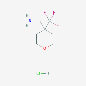 molecular formula C7H13ClF3NO B2670264 [4-(三氟甲基)氧杂环戊-4-基]甲胺；盐酸盐 CAS No. 2361643-96-9