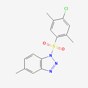 molecular formula C15H14ClN3O2S B2670277 1-(4-Chloro-2,5-dimethylphenyl)sulfonyl-5-methylbenzotriazole CAS No. 2415633-51-9