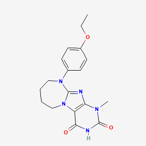 molecular formula C18H21N5O3 B2670282 10-(4-Ethoxyphenyl)-1-methyl-6,7,8,9-tetrahydropurino[7,8-a][1,3]diazepine-2,4-dione CAS No. 282522-86-5