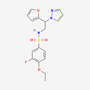 molecular formula C17H18FN3O4S B2670293 4-ethoxy-3-fluoro-N-(2-(furan-2-yl)-2-(1H-pyrazol-1-yl)ethyl)benzenesulfonamide CAS No. 2034439-77-3