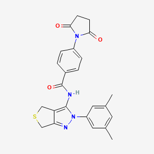 molecular formula C24H22N4O3S B2670301 N-(2-(3,5-dimethylphenyl)-4,6-dihydro-2H-thieno[3,4-c]pyrazol-3-yl)-4-(2,5-dioxopyrrolidin-1-yl)benzamide CAS No. 396722-73-9