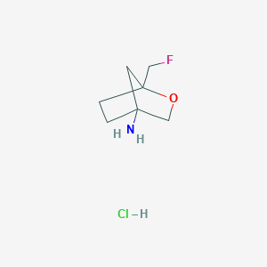 molecular formula C7H13ClFNO B2670302 1-(Fluoromethyl)-2-oxabicyclo[2.2.1]heptan-4-amine;hydrochloride CAS No. 2580241-12-7