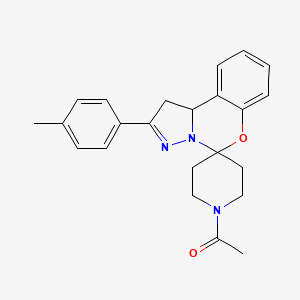 molecular formula C23H25N3O2 B2670319 1-(2-(p-Tolyl)-1,10b-dihydrospiro[benzo[e]pyrazolo[1,5-c][1,3]oxazine-5,4'-piperidin]-1'-yl)ethanone CAS No. 840477-74-9