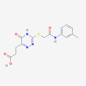 molecular formula C15H16N4O4S B2670323 3-[5-Hydroxy-3-({2-[(3-methylphenyl)amino]-2-oxoethyl}sulfanyl)-1,2,4-triazin-6-yl]propanoic acid CAS No. 881433-31-4