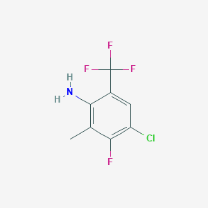 molecular formula C8H6ClF4N B2670325 4-Chloro-3-fluoro-2-methyl-6-(trifluoromethyl)aniline CAS No. 2415751-74-3