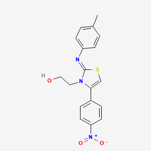 molecular formula C18H17N3O3S B2670332 (Z)-2-(4-(4-硝基苯基)-2-(对甲苯基亚胺)噻唑-3(2H)-基)乙醇 CAS No. 905764-12-7
