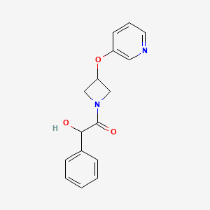 molecular formula C16H16N2O3 B2670334 2-羟基-2-苯基-1-(3-(吡啶-3-氧基)氮杂丁酸-1-基)乙酮 CAS No. 1903685-37-9