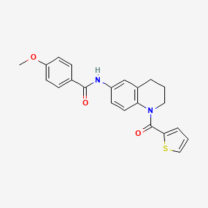 molecular formula C22H20N2O3S B2670362 4-methoxy-N-[1-(2-thienylcarbonyl)-1,2,3,4-tetrahydroquinolin-6-yl]benzamide CAS No. 946367-63-1