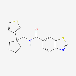 molecular formula C18H18N2OS2 B2670369 N-((1-(thiophen-3-yl)cyclopentyl)methyl)benzo[d]thiazole-6-carboxamide CAS No. 2034465-01-3