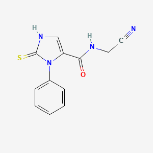 molecular formula C12H10N4OS B2670378 N-(cyanomethyl)-1-phenyl-2-sulfanyl-1H-imidazole-5-carboxamide CAS No. 1808535-93-4