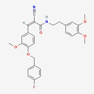 (Z)-2-Cyano-N-[2-(3,4-dimethoxyphenyl)ethyl]-3-[4-[(4-fluorophenyl)methoxy]-3-methoxyphenyl]prop-2-enamide