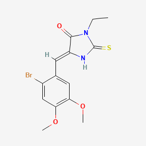 molecular formula C14H15BrN2O3S B2670386 (5Z)-5-[(2-bromo-4,5-dimethoxyphenyl)methylidene]-3-ethyl-2-sulfanylideneimidazolidin-4-one CAS No. 675166-36-6
