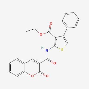 molecular formula C23H17NO5S B2670387 ethyl 2-(2-oxo-2H-chromene-3-amido)-4-phenylthiophene-3-carboxylate CAS No. 312916-68-0