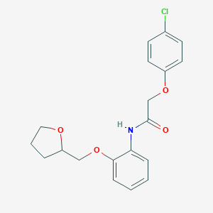 molecular formula C19H20ClNO4 B267039 2-(4-chlorophenoxy)-N-[2-(tetrahydro-2-furanylmethoxy)phenyl]acetamide 