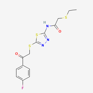 2-Ethylsulfanyl-N-[5-[2-(4-fluorophenyl)-2-oxoethyl]sulfanyl-1,3,4-thiadiazol-2-yl]acetamide