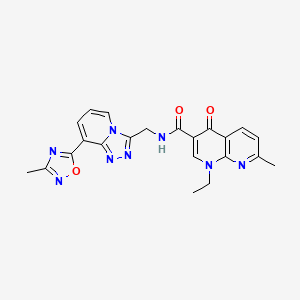molecular formula C22H20N8O3 B2670397 1-乙基-7-甲基-N-((8-(3-甲基-1,2,4-噁二唑-5-基)-[1,2,4]三唑并[4,3-a]吡啶-3-基)甲基)-4-氧代-1,4-二氢-1,8-萘啶-3-甲酰胺 CAS No. 2034349-41-0