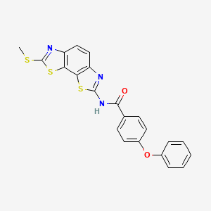 molecular formula C22H15N3O2S3 B2670398 N-(2-methylsulfanyl-[1,3]thiazolo[4,5-g][1,3]benzothiazol-7-yl)-4-phenoxybenzamide CAS No. 361173-17-3