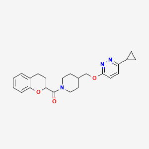 [4-[(6-Cyclopropylpyridazin-3-yl)oxymethyl]piperidin-1-yl]-(3,4-dihydro-2H-chromen-2-yl)methanone