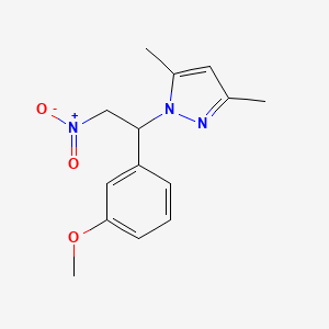 molecular formula C14H17N3O3 B2670413 1-(1-(3-methoxyphenyl)-2-nitroethyl)-3,5-dimethyl-1H-pyrazole CAS No. 956607-17-3