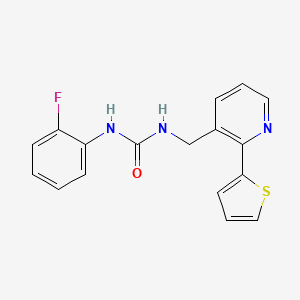 molecular formula C17H14FN3OS B2670513 1-(2-Fluorophenyl)-3-((2-(thiophen-2-yl)pyridin-3-yl)methyl)urea CAS No. 2034315-60-9